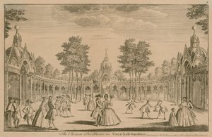Los Pabellones Chinos en los Jardines de Vauxhall, Londres de English School