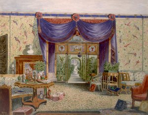 La sala china en Middleton Park, Oxfordshire, 1840 de English School