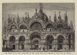 La Iglesia de San Marcos, Venecia, Vista de la Fachada que se propone derribar y reconstruir (grabado) de English School