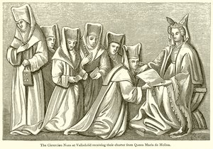Las monjas cistercienses en Valladolid recibiendo su carta de la reina María de Molina