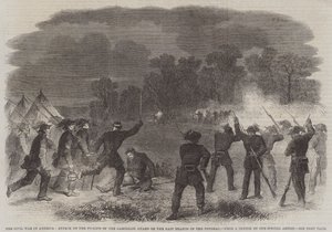 La Guerra Civil en América, Ataque a los piquetes de la Guardia Garibaldi en la rama este del Potomac (grabado) de English School