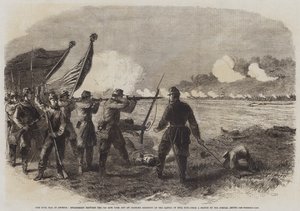 La Guerra Civil en América, Enfrentamiento entre el 71º de Nueva York y un regimiento de Alabama en la Batalla de Bull Run (grabado) de English School