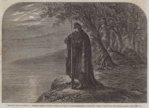 La Guerra Civil en América, Piquete Federal en el Potomac, frente a las Baterías Confederadas (grabado) de English School