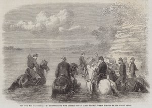 La Guerra Civil en América, "Mi Reconocimiento con el General Sickles en el Potomac" (grabado) de English School