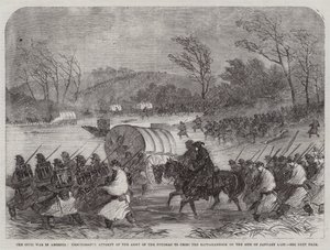 La guerra civil en América, intento fallido del ejército del Potomac de cruzar el Rappahannock el 20 de enero pasado (grabado) de English School