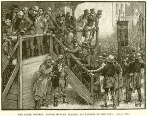 El concurso de Clare: El padre Murphy llevando a sus inquilinos a votar de English School