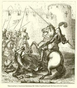El combate y la resistencia entre Sir John Copeland y Sir Lancelot de Lorris de English School