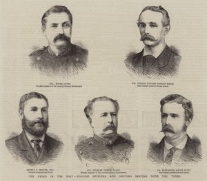 La Crisis en el Este, Oficiales y Doctores Ingleses sirviendo con los Turcos (grabado) de English School
