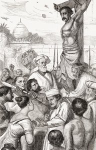 La crucifixión de un mártir Karen de Birmania, c.1865 de English School