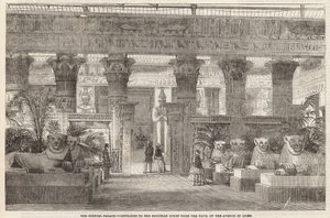 El Crystal Palace: Entrada a la Corte Egipcia desde la Nave por la Avenida de los Leones de English School
