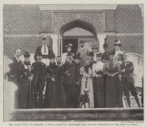 La visita del Zar a Dinamarca, un grupo real en Smidstrup, la residencia campestre del Rey de Grecia