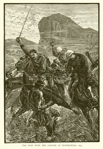 La carga con los colores en Isandhlwana, 1879 de English School