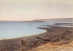El Mar Muerto, desde la orilla norte, Génesis XIII IO II_XIX, 24 25 (litografía en color)
