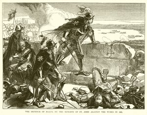 La defensa de Malta por los Caballeros de San Juan contra los turcos en 1565 de English School