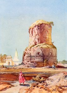 La estupa Dhamek, Sarnath, Uttar Pradesh, de The Wonders of the World, pub. c.1920 (impresión) de English School