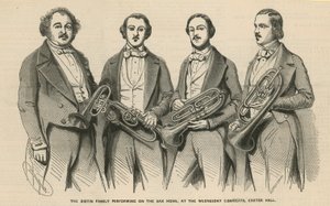 La familia Distin tocando el saxhorn en los Conciertos de los Miércoles, Exeter Hall
