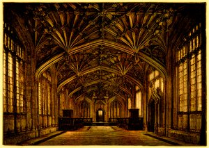 La Escuela de Divinidad, Oxford: construida entre 1445 y 1454, ilustración de A Students History of England de Samuel R. Gardiner, publicado en 1902 de English School