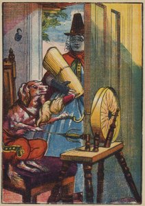 El perro girando (litografía en color) de English School