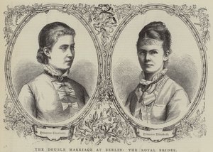El doble matrimonio en Berlín, las novias reales (grabado)