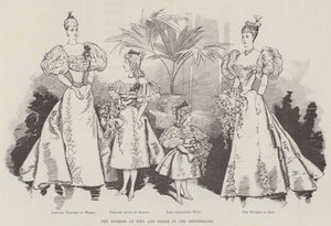 La Duquesa de Fife y tres de las damas de honor de English School