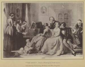 El Dueto, de una Pintura de Frank Stone, introduciendo a Tennyson, Dickens y la Srta. Hogarth de English School