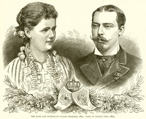 El duque y la duquesa de Albany (casados, 1882. Duque de Albany fallecido, 1884) de English School
