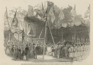 El Duque de Wellington colocando la primera piedra de los Barracones de Waterloo