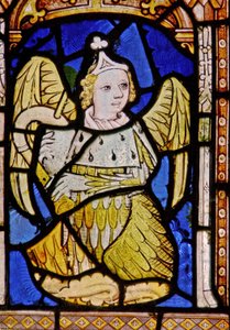 La ventana este que representa un ángel músico con cornamusa de English School