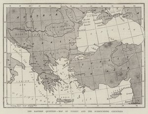La cuestión oriental, mapa de Turquía y los países circundantes de English School