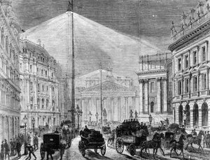 La luz eléctrica en la Mansion House, de The Illustrated London News 1881
