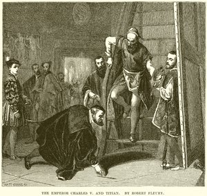 El emperador Carlos V y Tiziano de English School