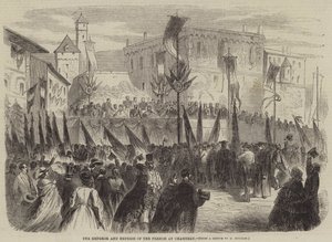 El Emperador y la Emperatriz de Francia en Chambery (grabado) de English School