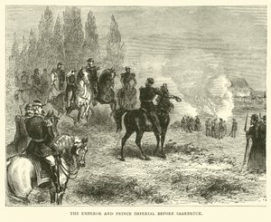 El Emperador y el Príncipe Imperial antes de Saarbruck, agosto 1870 de English School
