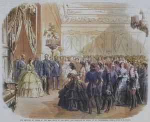 El Emperador de Rusia en el baile ofrecido por el Conde y la Condesa de Morny en San Petersburgo (grabado) de English School