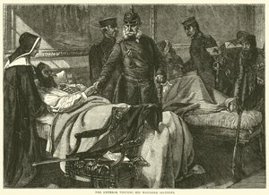 El emperador visitando a sus soldados heridos, mayo 1871 de English School