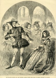 El bufón inglés y las damas españolas durante la visita del Príncipe Carlos a Madrid de English School