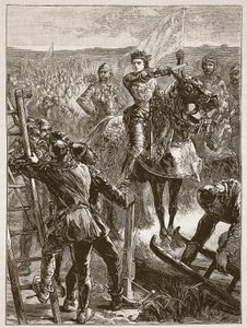 Los ingleses ante Harfleur, ilustración de Cassells Illustrated History of England de English School