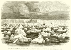 El Erebus y el Terror detenidos por la Barrera de Hielo del Mar Antártico de English School