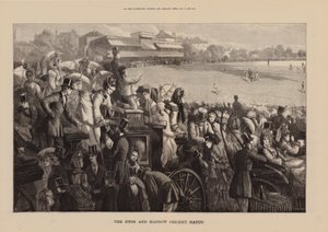 El partido de críquet de Eton y Harrow (grabado) de English School