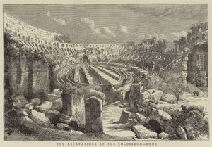 Las excavaciones en el Coliseo, Roma (grabado) de English School
