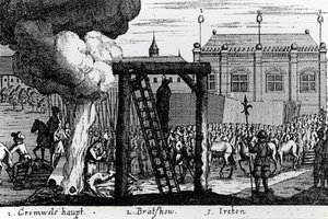La ejecución de Oliver Cromwell, John Bradshaw y Henry Ireton, c.1661