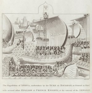 La expedición de África, emprendida por el duque de Borbón, como general en jefe, con varios otros caballeros ingleses y franceses, a petición de los genoveses