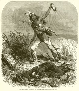 Los Indios Exultantes Mutilan el Cuerpo Muerto