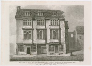 La Taberna del Halcón en Bankside, Southwark. Como apareció en 1805