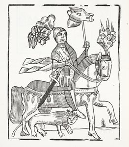 La famosa historia de Guy, Conde de Warwick, ilustración de Chap-books del Siglo XVIII de John Ashton, pub. 1882 de English School