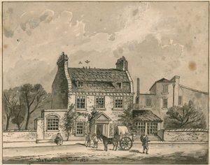 La Casa Farthing Pie, Londres, dibujo original fechado en 1820 de English School
