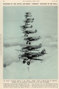 El avión biplaza más rápido del país: Demonios volando en formación de escalón derecho, de The Illustrated London News Royal Naval and Military Number, 20 de julio de 1935 de English School