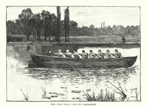 El primer barco utilizado por Cambridge (grabado) de English School