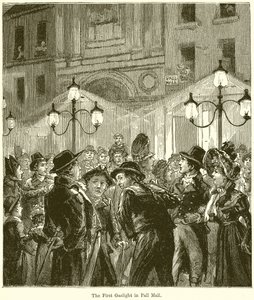 El primer alumbrado de gas en Pall Mall de English School
