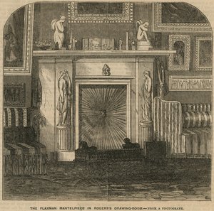 La chimenea de Flaxman en la sala de estar del poeta Rogers, Casa de Rogers, St. James